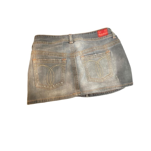 Paris Blue Distressed Ultra Mini Skirt Size 7 - Picture 2 of 13